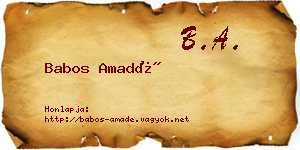 Babos Amadé névjegykártya